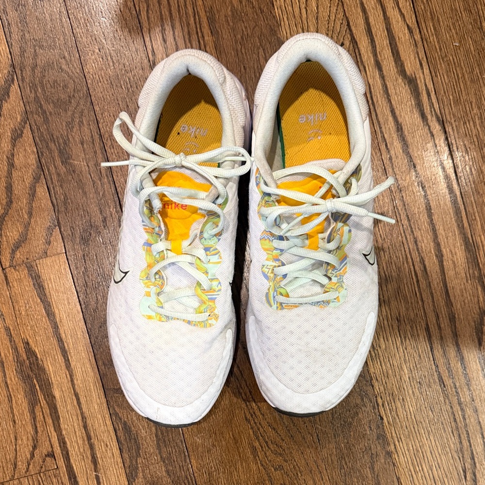 Nike White Sneakers with Yellow Highlights